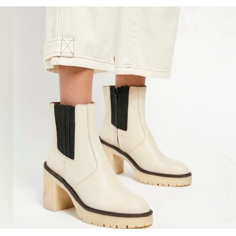 Free People Cream Ankle Boots